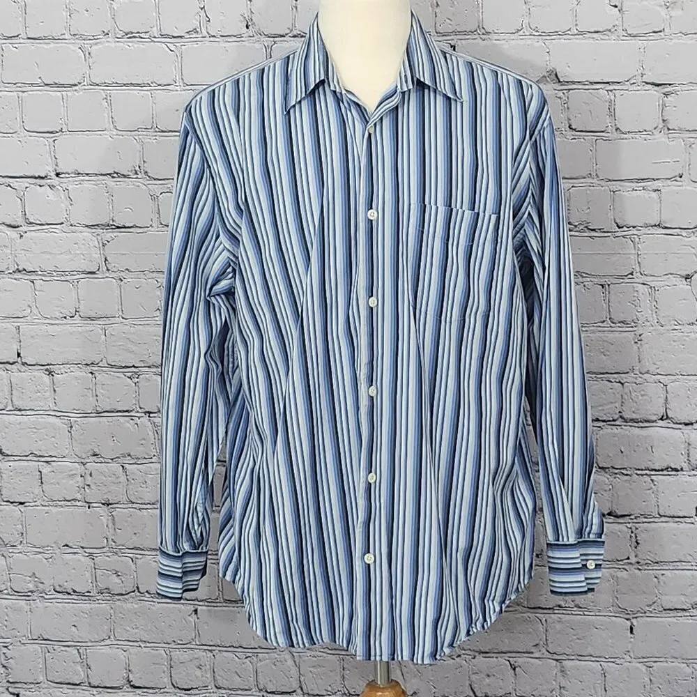 2/$20 Banana Republic Long Sleeve Striped Shirt in Blue - Size L
